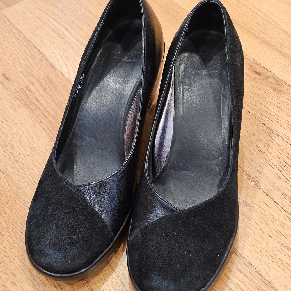 Dansko Women's Mixed Media Platform Chunky Heels Black - Size 38